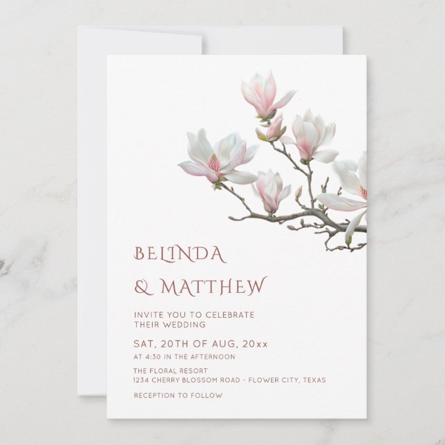 Fine Art Magnolia Casual Wedding Invitation (Front)