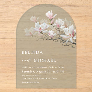 Fine Art Magnolia Sage Green Transparent Wedding A Acrylic Invitations