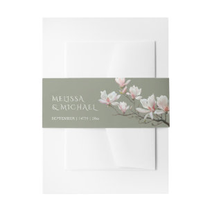 Fine Art Magnolia Wedding  Invitation Belly Band