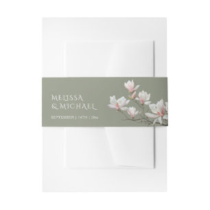 Fine Art Magnolia Wedding  Invitation Belly Band