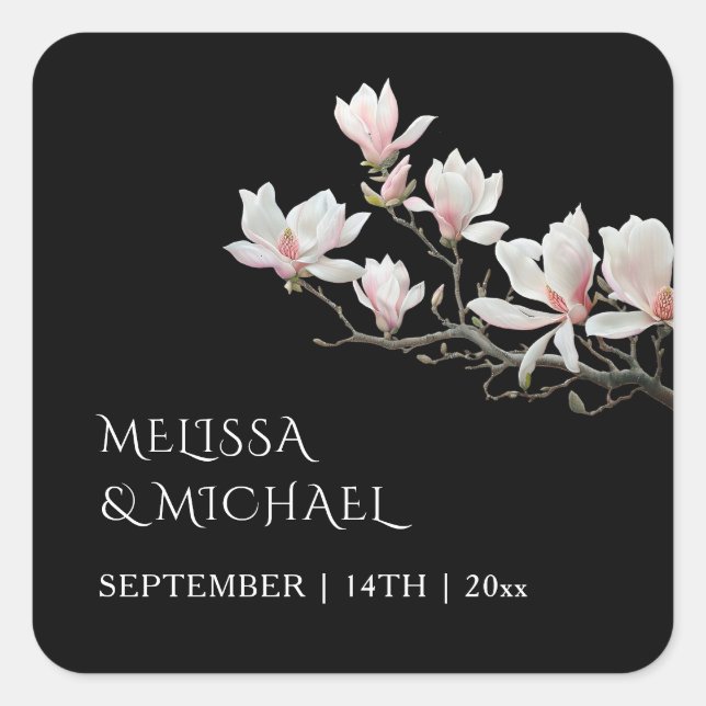 Fine Art Magnolia Wedding  Square Sticker (Front)