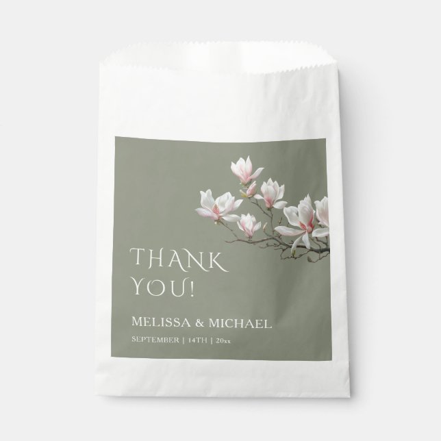 Fine Art Magnolia Wedding Thank You Favour Bag (Front)