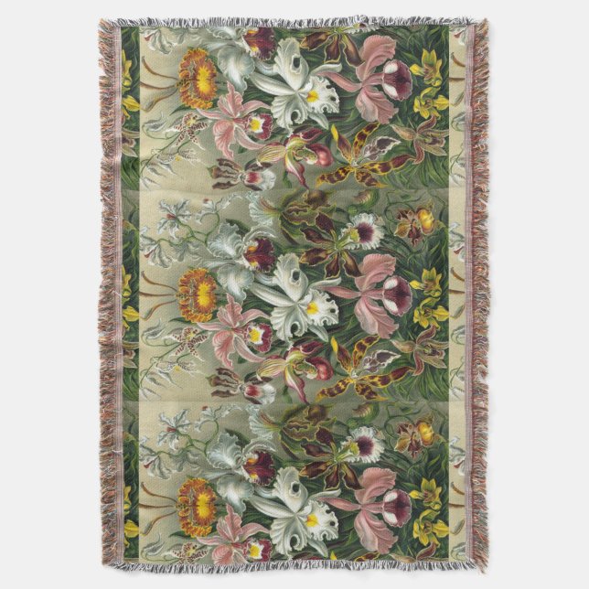 Fine Art Orchids - Art Forms of Nature Throw Blanket (Front Vertical)