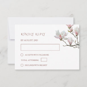 Fine Art Painted Magnolia Flowers Wedding RSVP Card