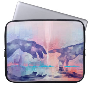 Fine art painting, surrealistic hand painted hands laptop sleeve