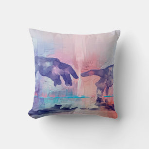 Fine art painting, surrealistic hand painted hands throw pillow