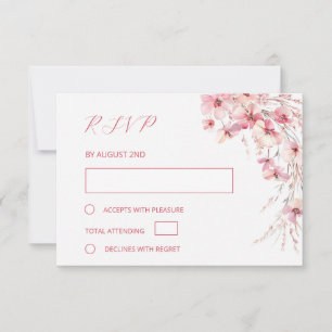 Fine Art Pink Boho Floral Wedding RSVP Card