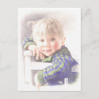 Fine Art Postcard- Little Mischief, colour pencil Postcard