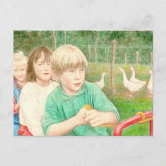 Fine Art Postcard- Playtime, color pencil Postcard