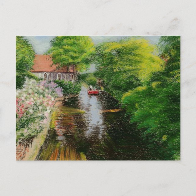 Fine Art Postcard- Stour River Canterbury, pastel Postcard (Front)