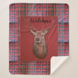 Fine Art red Deer Stag Sherpa Fleece Blanket