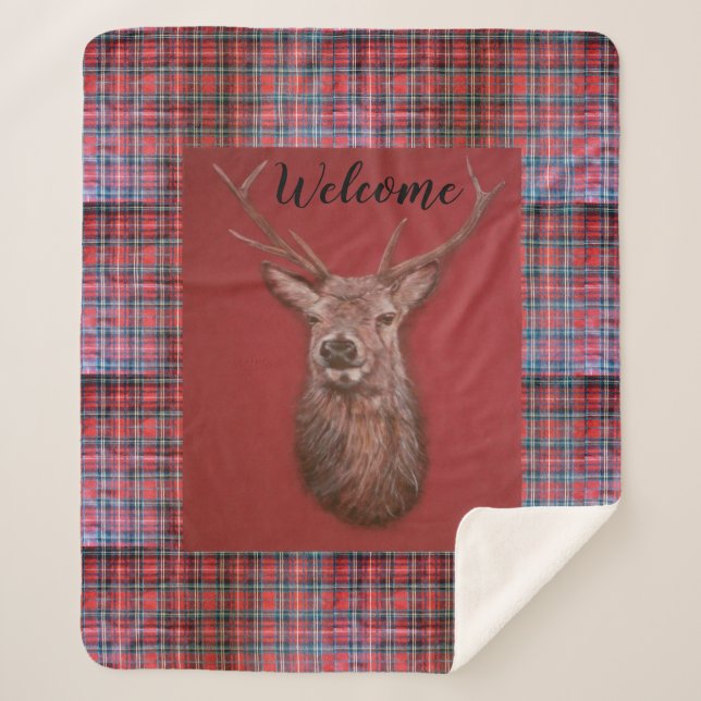 Fine Art red Deer Stag Sherpa Fleece Blanket (Front)