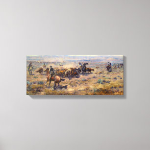 Fine Art Roundup by Charles Marion Russell Canvas Print