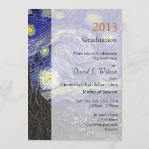 Fine art Starry Night graduation party Invitation