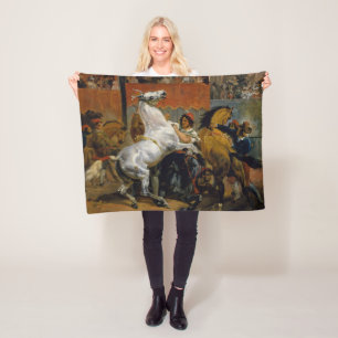 Fine Art Start of Race of Riderless Horses Fleece Blanket
