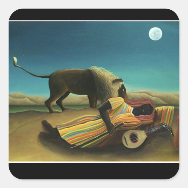 Fine Art sticker,Henri Rousseau,The Sleeping Gypsy Square Sticker (Front)