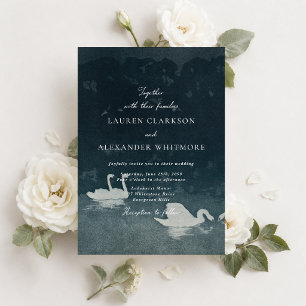 Fine Art Swan Lake Wedding Invitation