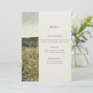Fine art wedding menu. Vintage oil on canvas. Menu
