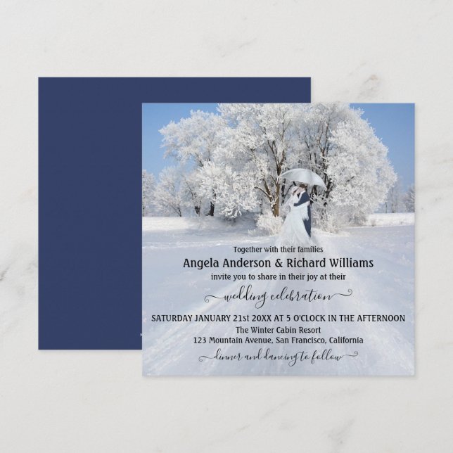 Fine Art Winter Wonderland Faire-part de mariage (Devant / Derrière)