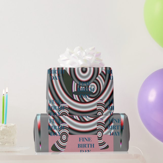 FINE BIRTH DAY_Gift_BLACK_GRAY_PINK Wrapping Paper (Party Gifts)