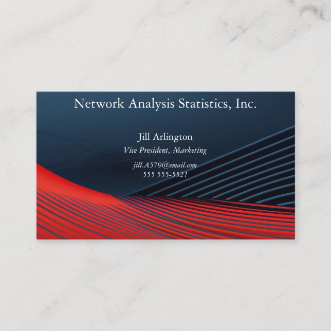 Fine blue and red lines on black background business card (Front)