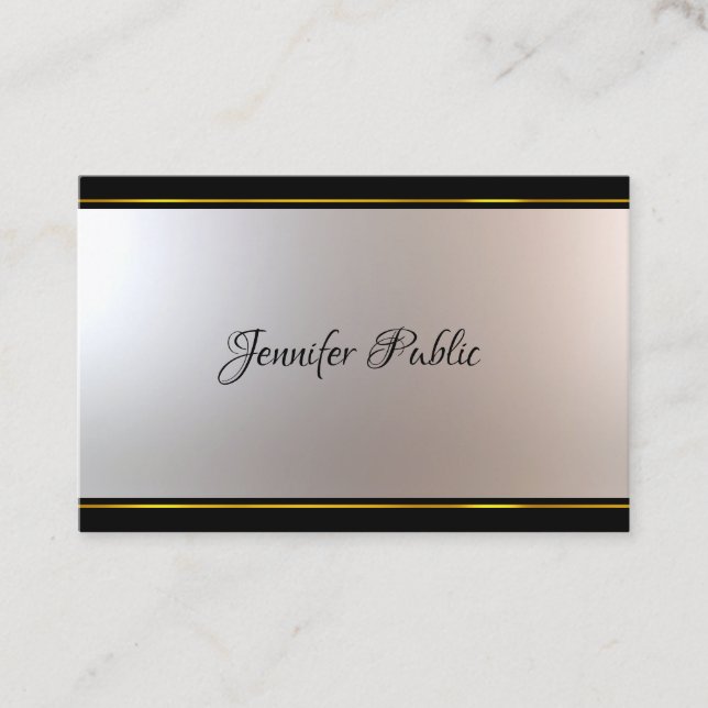 Fine Calligraphy Script Attractive Black And Gold Business Card (Front)