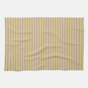 Fine chevron zigzag brown ochre pale green kitchen towel