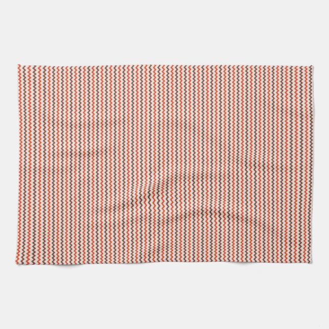 Fine chevron zigzag brown red pink kitchen towel (Horizontal)