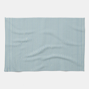 Fine chevron zigzag pattern denim blue and cream kitchen towel