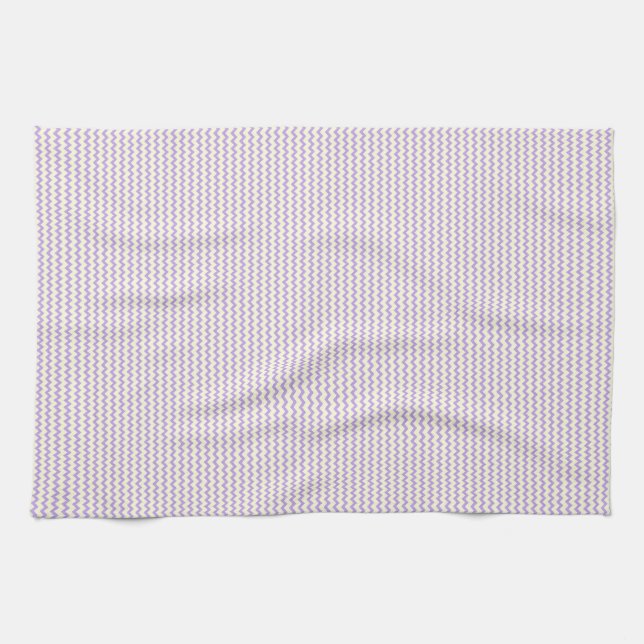 Fine chevron zigzag pattern purple lilac and cream kitchen towel (Horizontal)