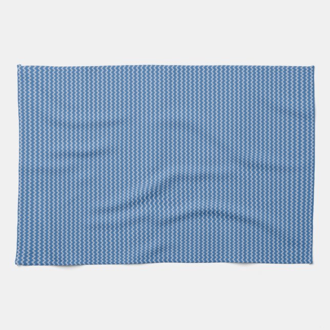 Fine chevron zigzag pattern two tones of blue kitchen towel (Horizontal)