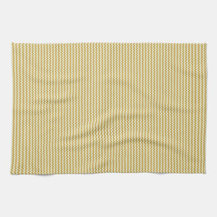 Fine chevron zigzag yellow ochre pale green kitchen towel
