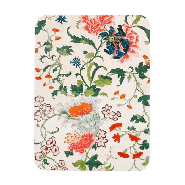 Fine Chinese silk flower design mid 18th century Magnet (Vertical)