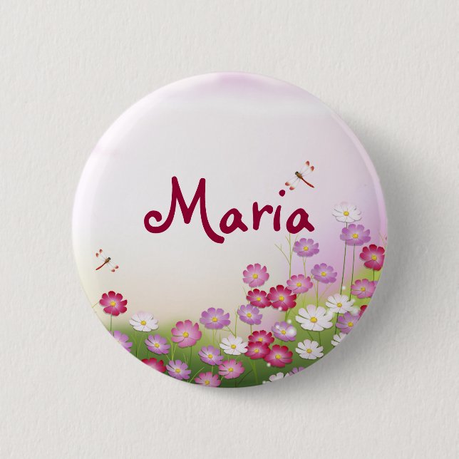 Fine Cool Cute Girly Retro Floral Fashion 2 Inch Round Button (Front)