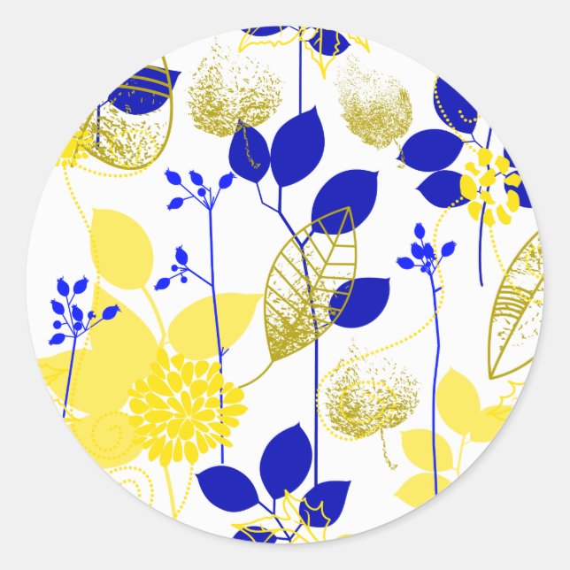 Fine Cool Cute Girly Retro Floral Fashion Classic Round Sticker (Front)