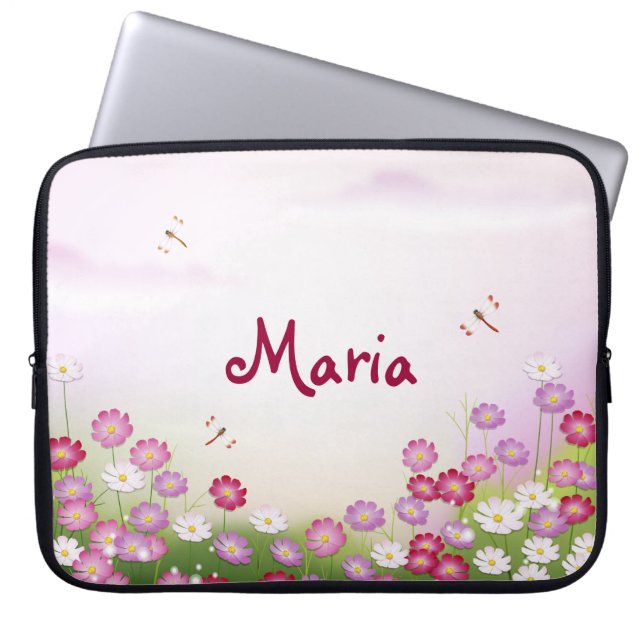Fine Cool Cute Girly Retro Floral Fashion Laptop Sleeve (Front)