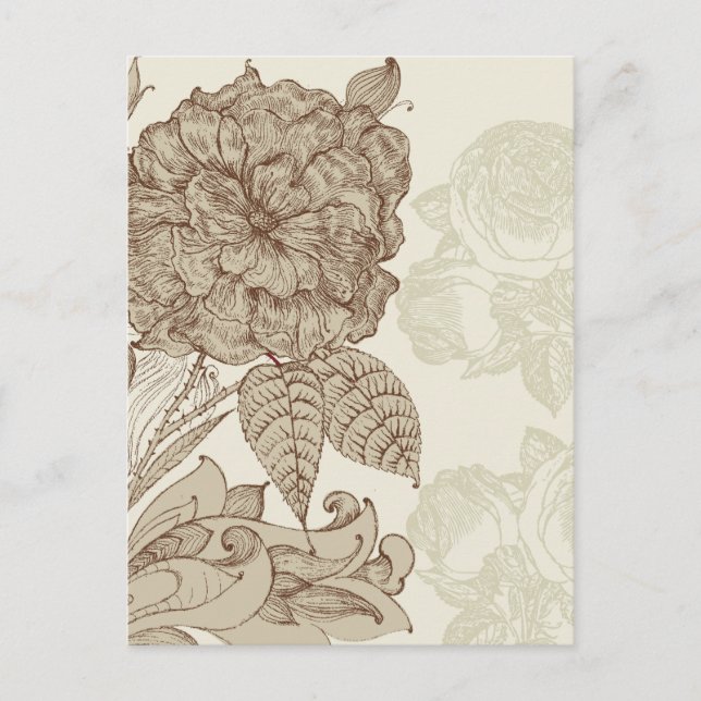 Fine Cool Cute Girly Retro Floral Fashion Postcard (Front)