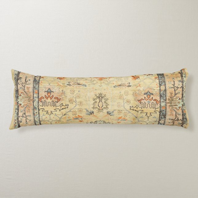 Fine Crafted Yellow Dusty Blues Greys  Body Pillow (Front)