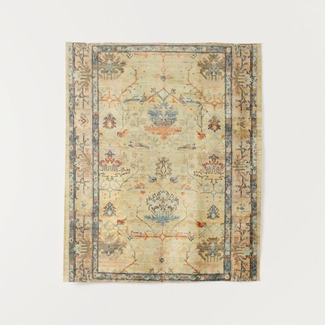 Fine Crafted Yellow Dusty Blues Greys  Tapestry (Front)