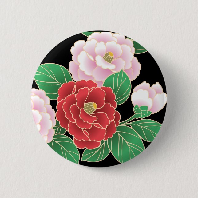 Fine Cute Cool Girly Retro Floral Fashion 2 Inch Round Button (Front)