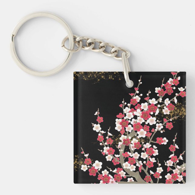 Fine Cute Cool Girly Retro Floral Fashion Keychain (Front)