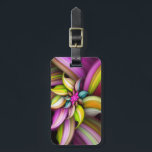 Fine Cute Cool Girly Retro Floral Fashion Luggage Tag<br><div class="desc">Beautiful Abstract Flower Floral Pattern. Cute pink blue and yellow digital geometric flower.  Customize with monogram initials or name to create your own unique gift for a loved one. Awesome cool colourful beautiful artistic original creative geometric botanical fine art for modern trendy elegant fashion decor styles.</div>