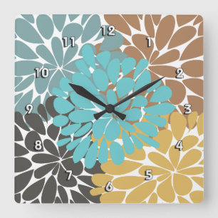Fine Cute Cool Girly Retro Floral Fashion Square Wall Clock
