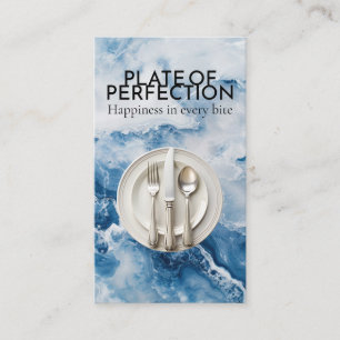 Fine Dining Cutlery and Plates   Blue Marble Business Card