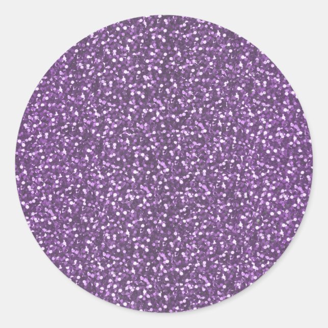 Fine Faux Glitter Shiny Sparkles Purple Violet Classic Round Sticker (Front)