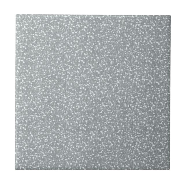 Fine Faux Glitter Shiny Sparkles Silver White Tile (Front)