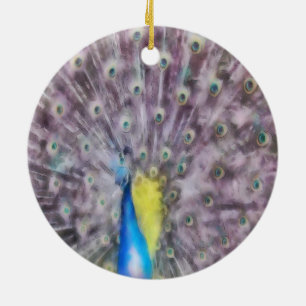 Fine Feather Peacock Mating Plumage Ceramic Ornament