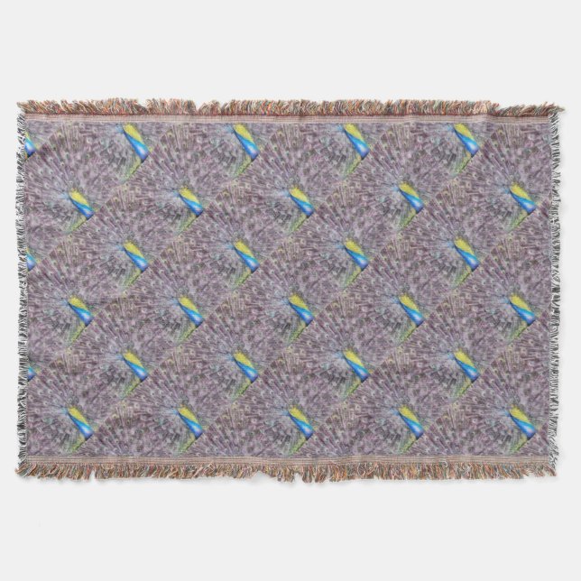 Fine Feather Peacock Mating Plumage Throw Blanket (Front)