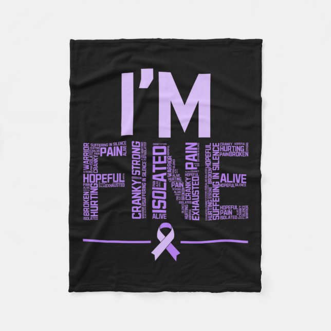Fine Fibromyalgia Warrior Fibro Awareness Purple R Fleece Blanket (Front)
