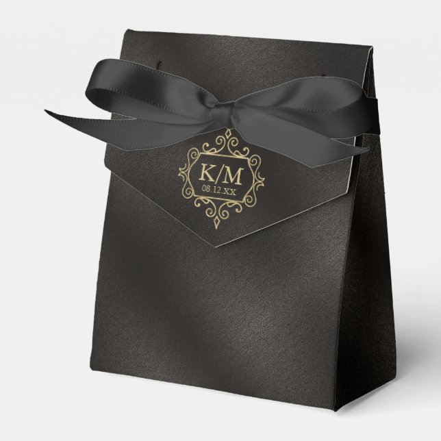 Fine Filigree Gold Wedding ID871 Favor Box (Front Side)